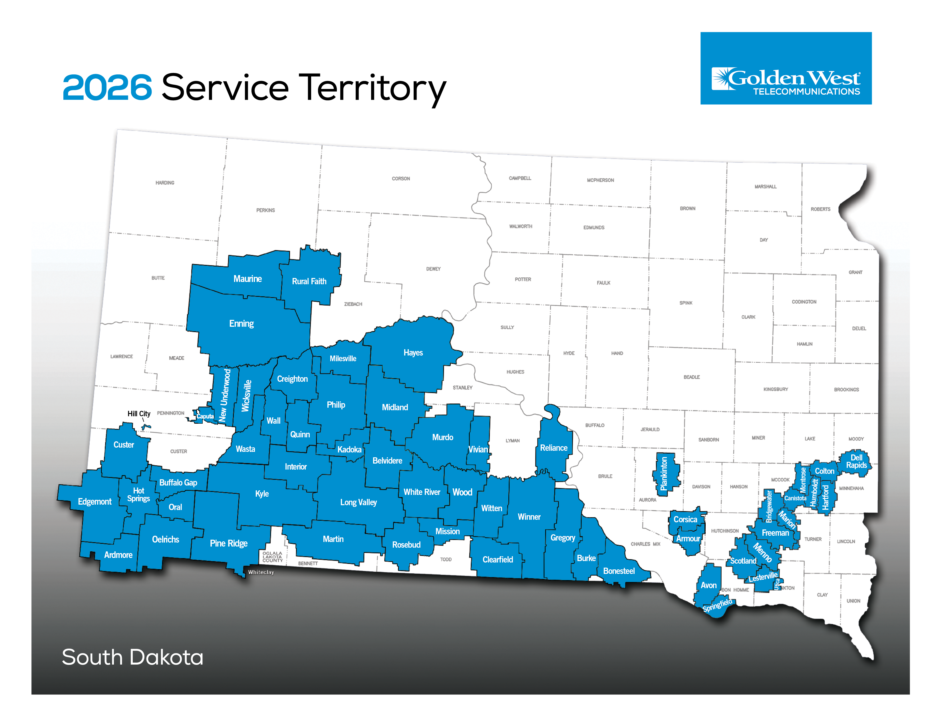 2026 Golden West Service Territory Map